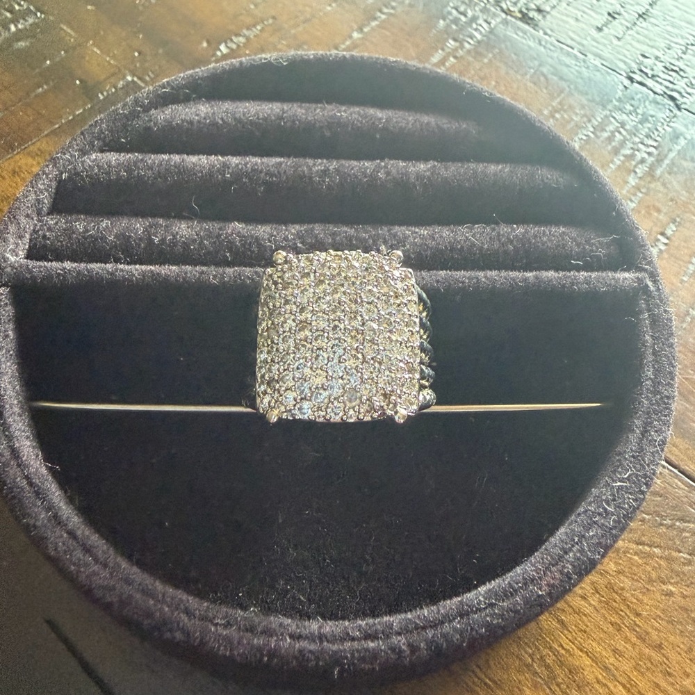 Silver tone Rhinestone cocktail ring